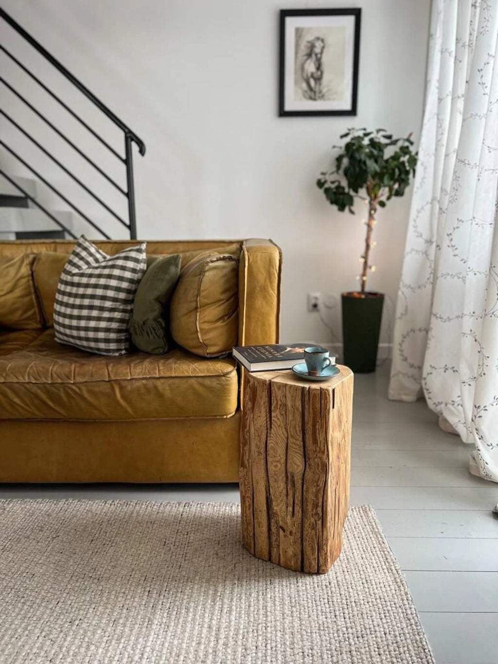 Tree stump side table