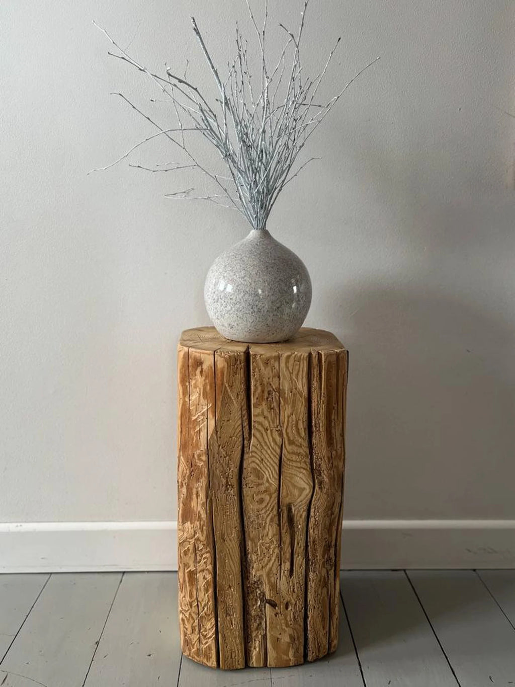 Tree stump side table