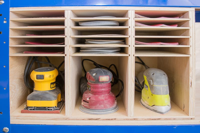 Orbital sander storage unit